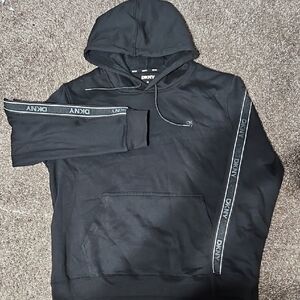 DKNY Men's Black Hoodie with Logo Accents
